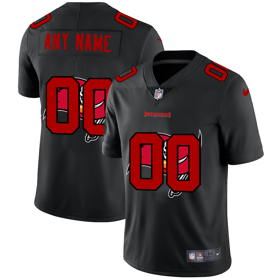 Wholesale Tampa Bay Buccaneers Custom Men Nike Team Logo Dual Overlap Limited NFL Jersey Black->customized nfl jersey->Custom Jersey